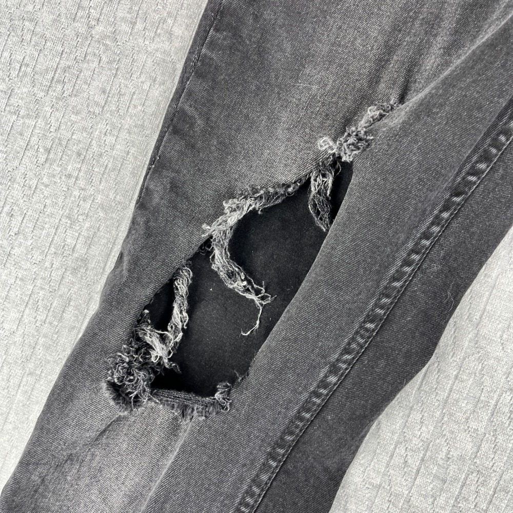 Hoxton Denim Super Skinny Goth Core Punk Jeans Men 34x34 (30X33 Black Distressed - Picture 13 of 15
